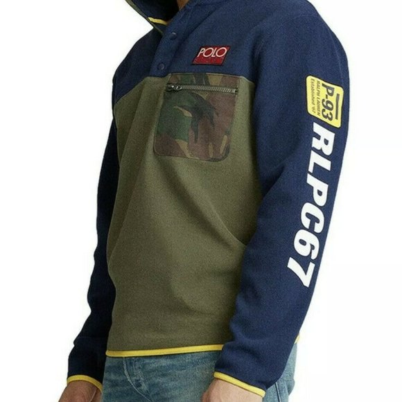 Polo Ralph Lauren Sports Men's CP 93 USA Flag Camo Hi-Tech Fleece Pullover NEW - Picture 3 of 13